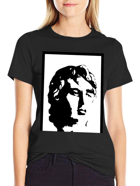Black Graphic Tee - Statue Portrait Design