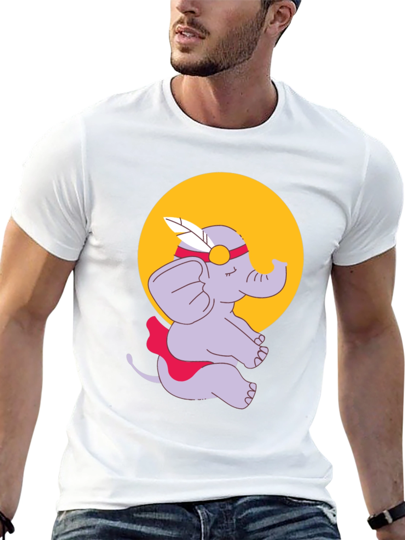 Elephant Cartoon T-Shirt - Black