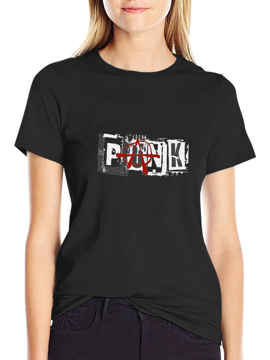 Punk Anarchy Graphic Print Black T-Shirt