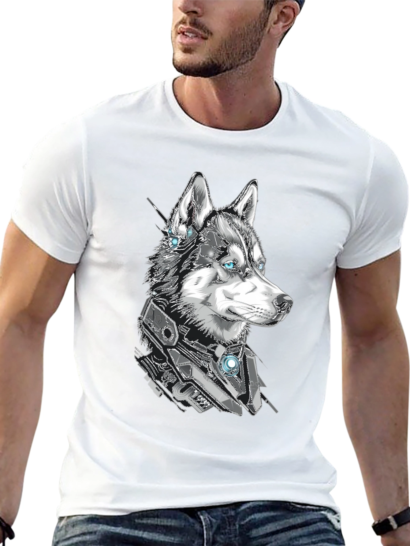Cyberpunk Husky Graphic Tee