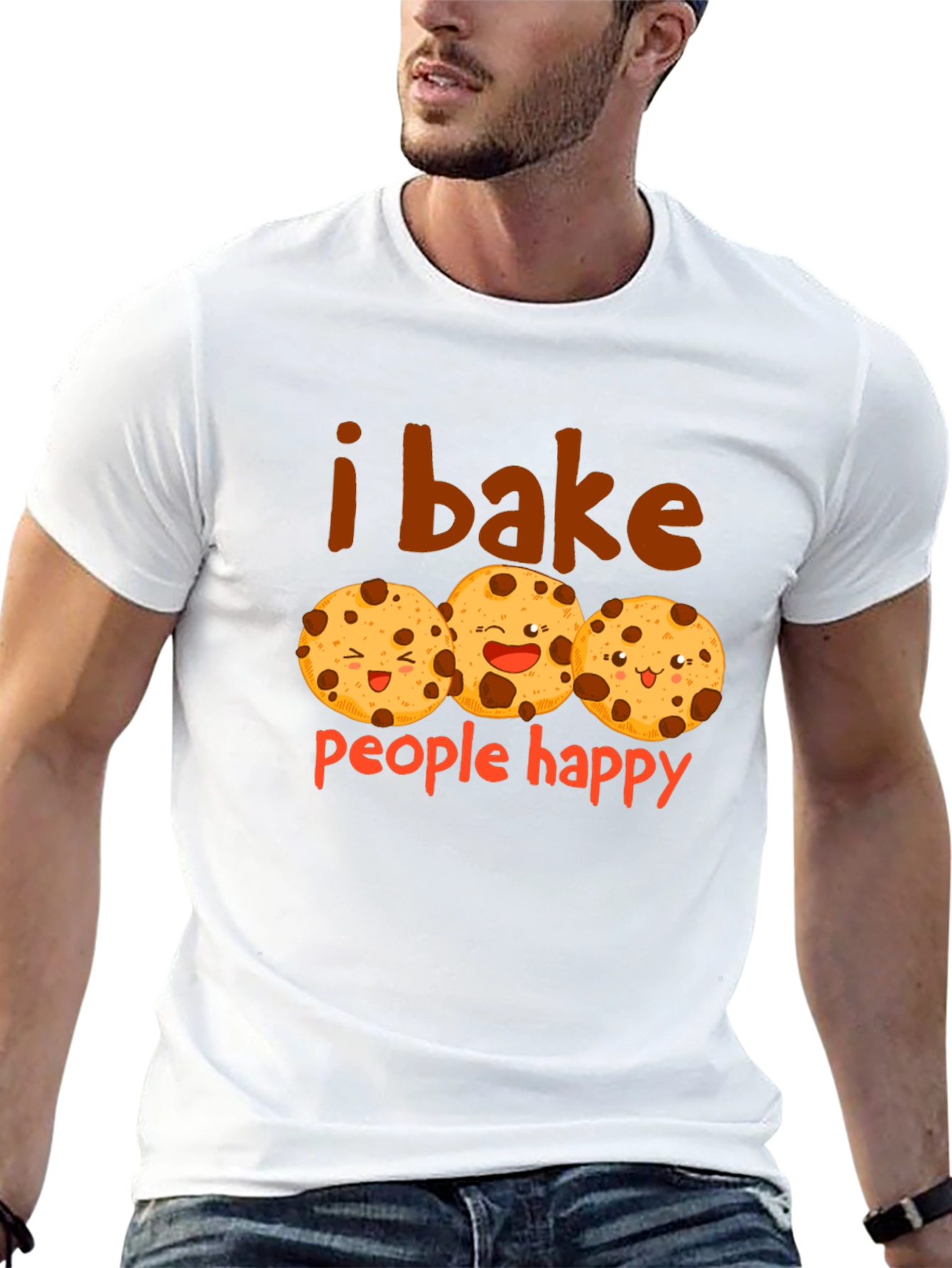 I Bake People Happy T-Shirt - Cute Cookie Design