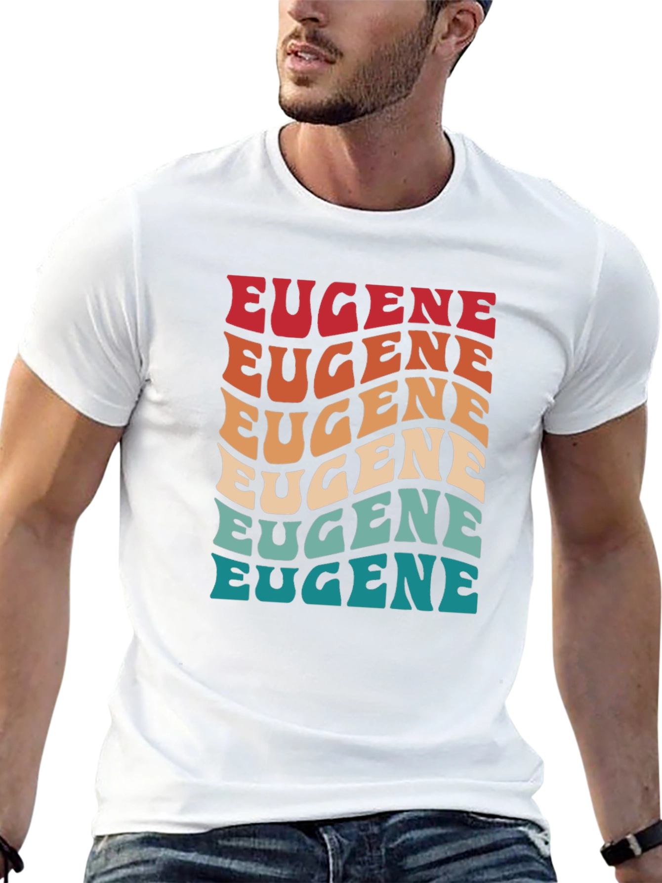 Retro Eugene T-Shirt - Cool Wavy Text Design