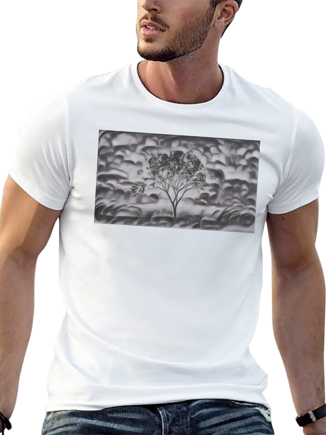 Monochrome Tree Graphic Tee - Stylish Casual Wear
