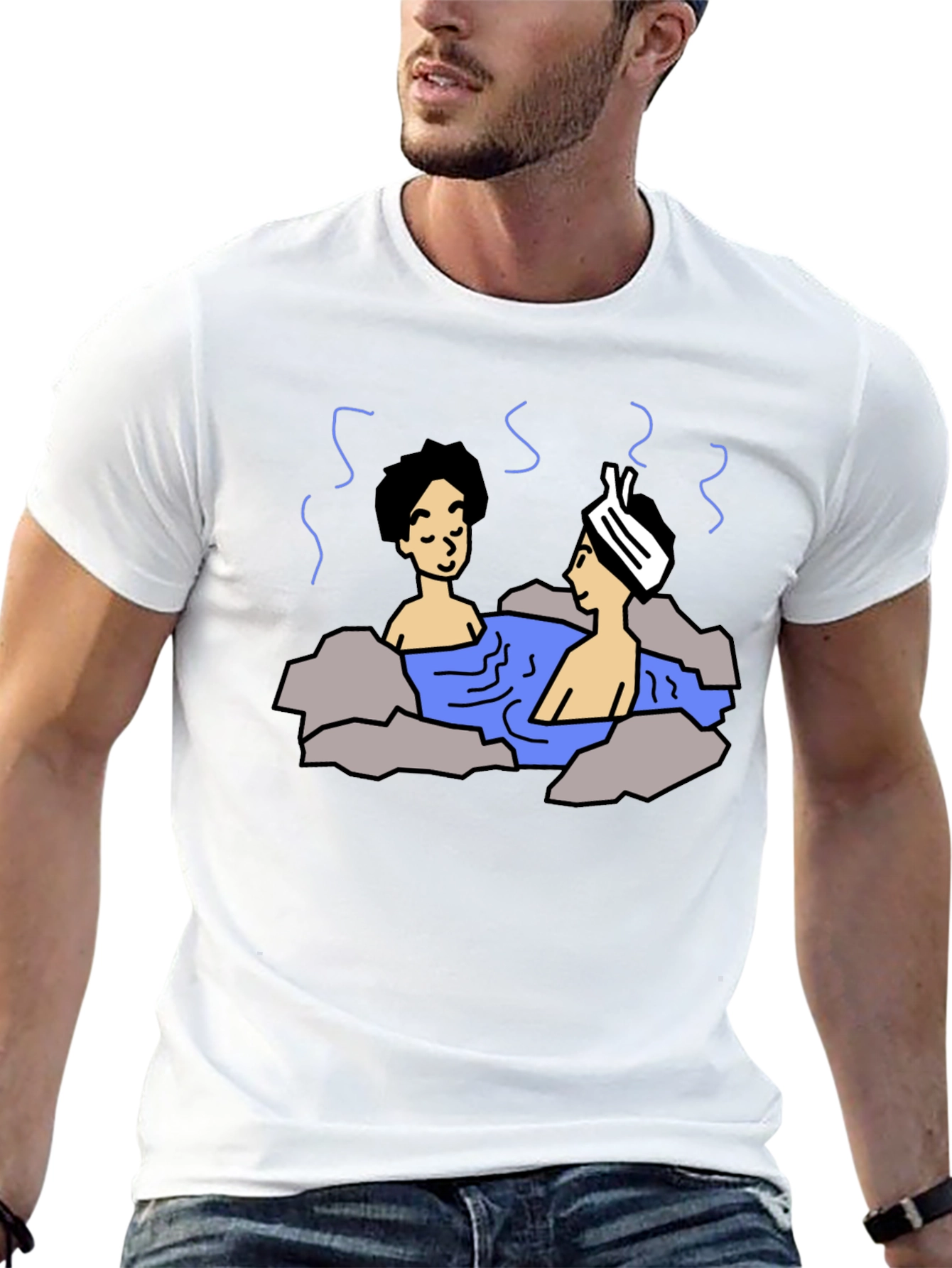Cartoon Hot Spring Bathing T-Shirt