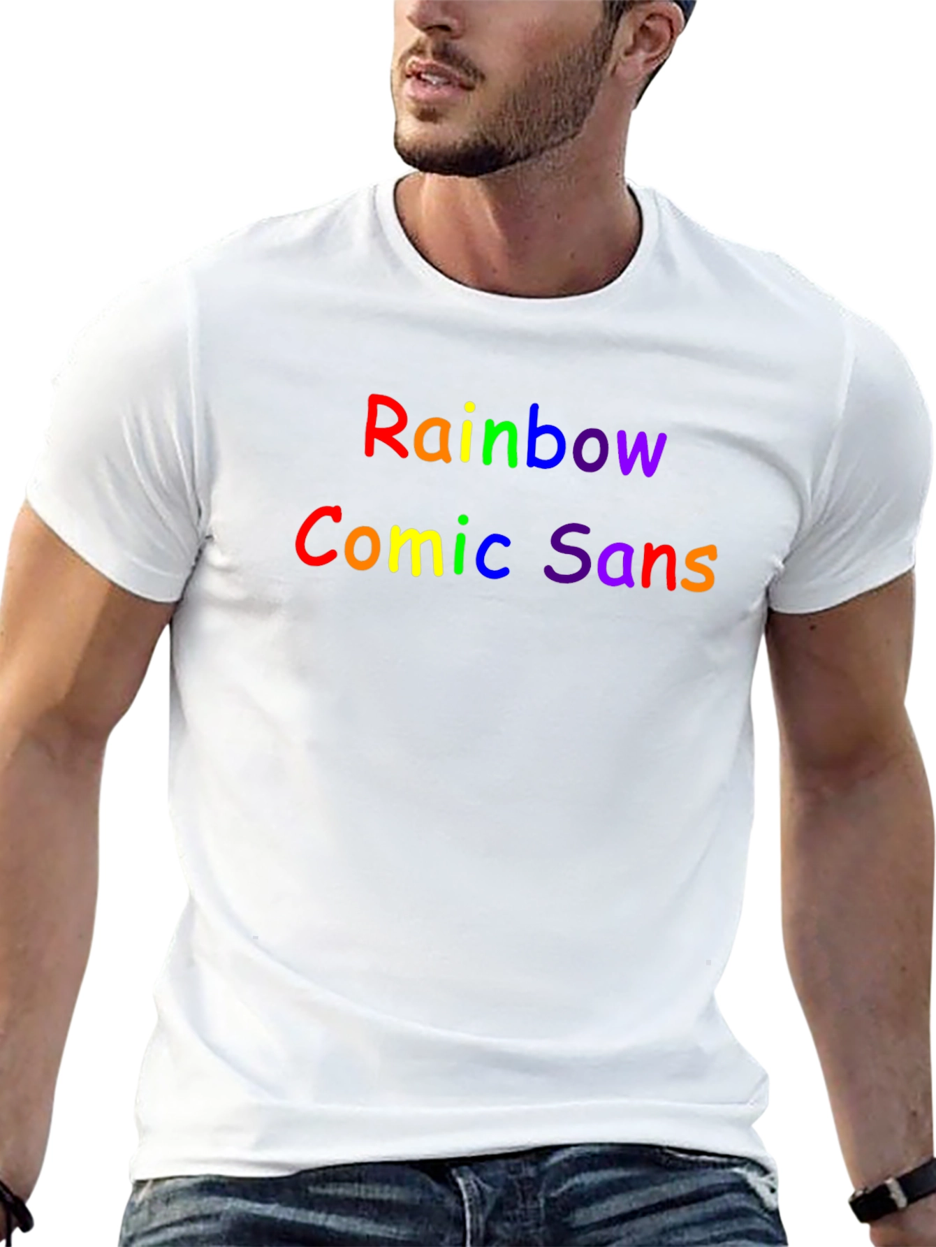 Rainbow Comic Sans Graphic Black T-Shirt