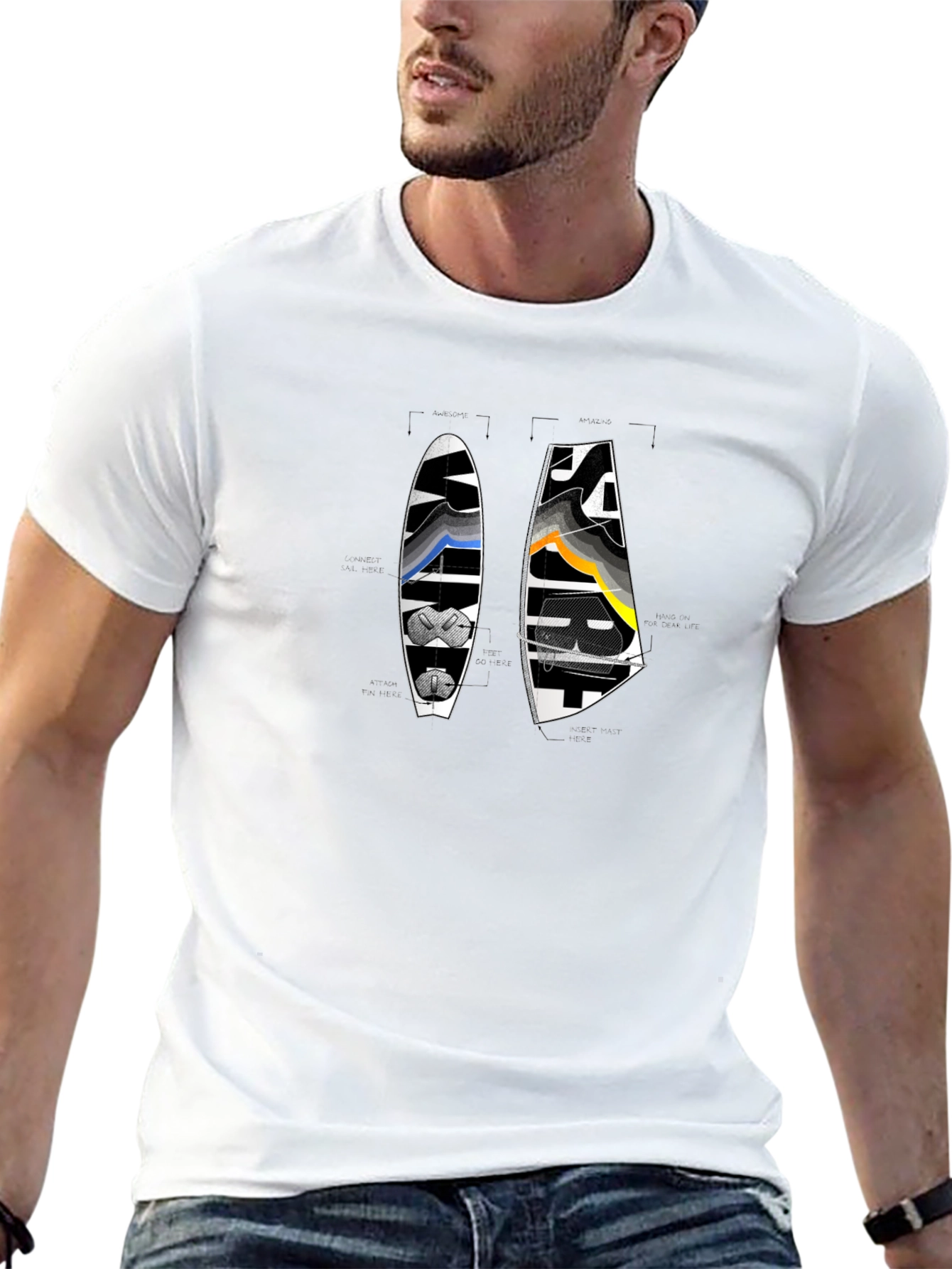 Windsurf Design Black T-Shirt