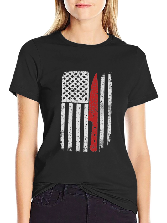 American Flag Chef Knife Graphic Tee