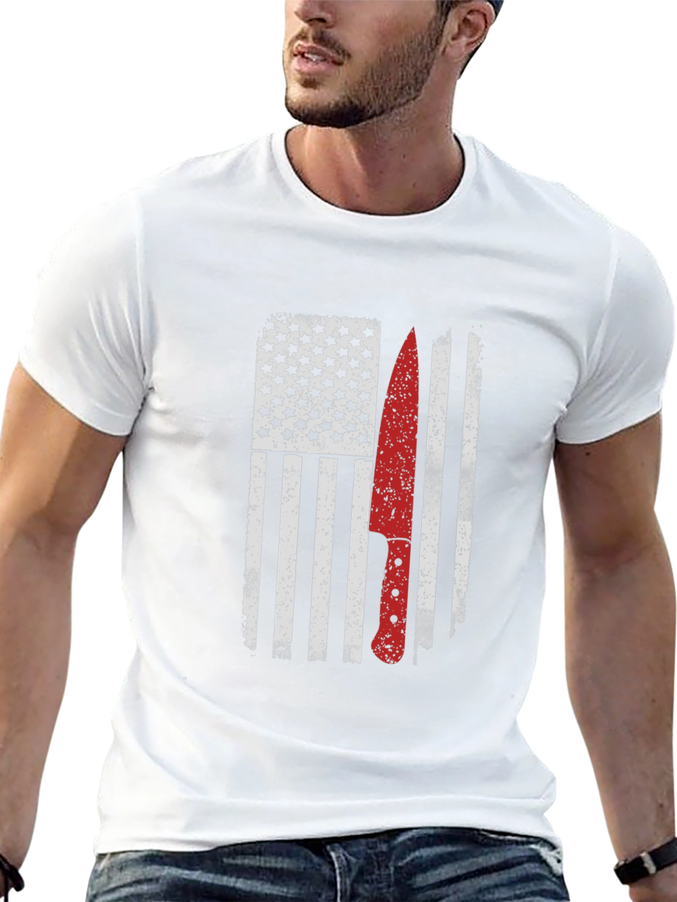 American Flag Chef Knife Graphic Tee