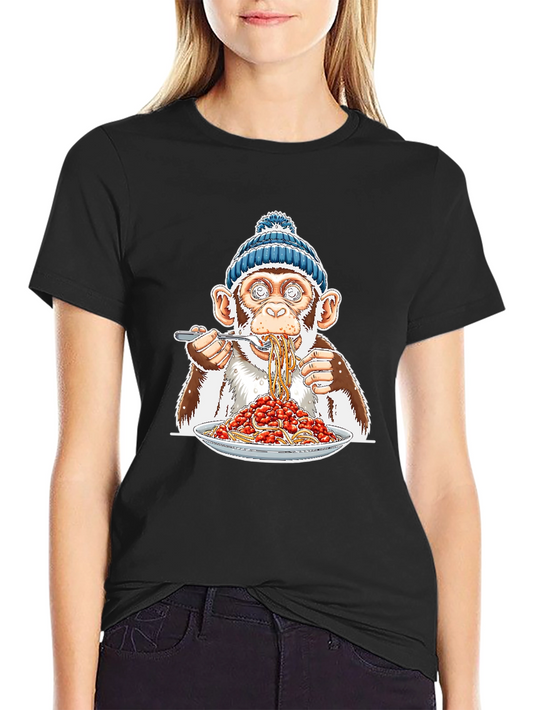 Monkey Eating Spaghetti Graphic T-Shirt