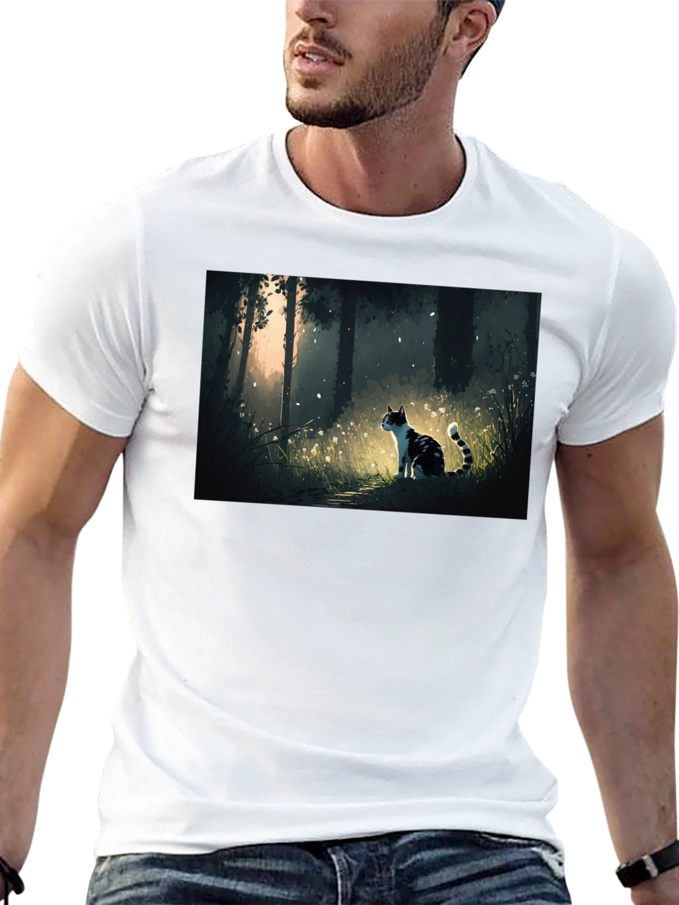 Cat Forest T-Shirt - Black