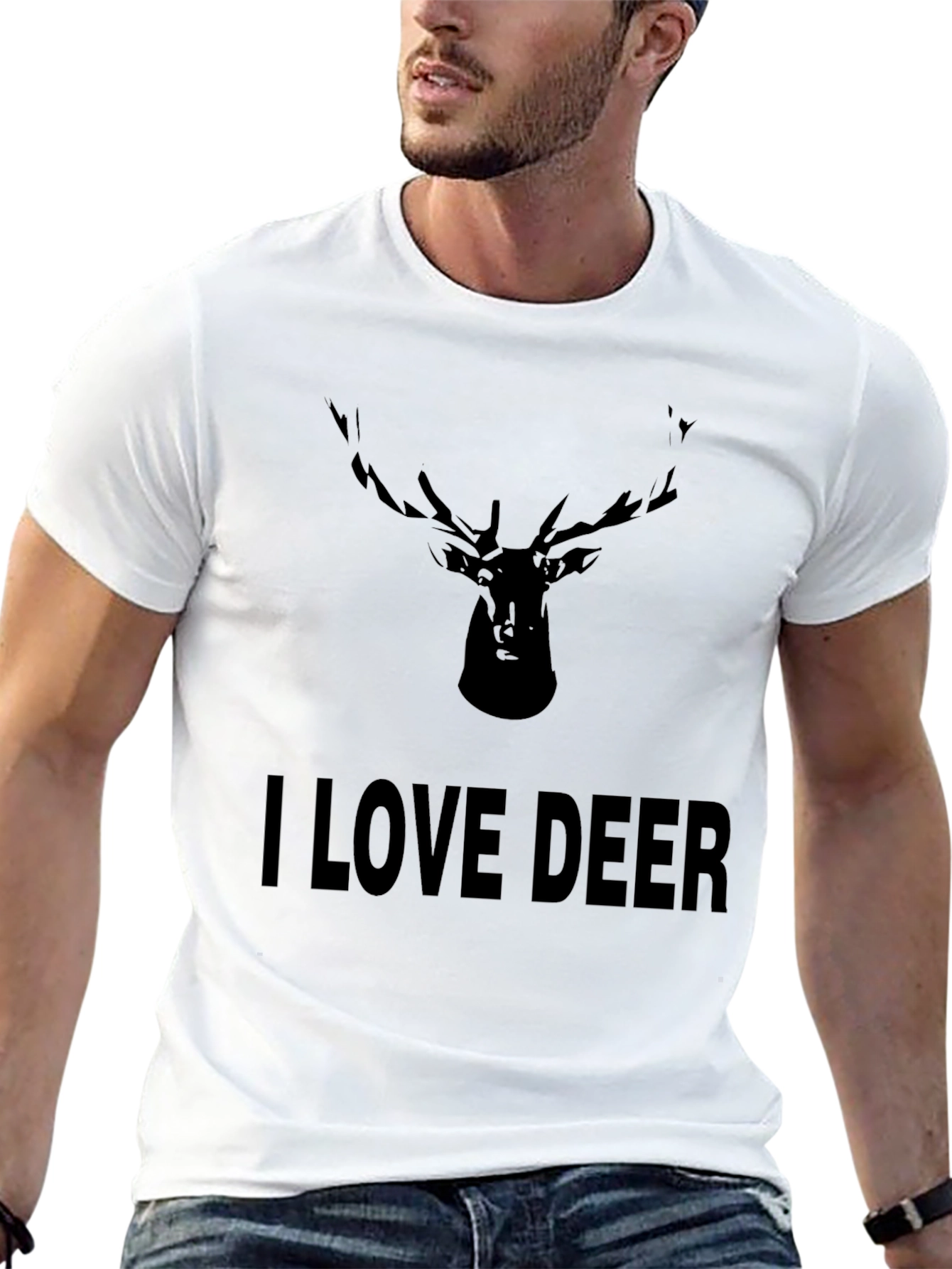 I Love Deer Black T-Shirt - Antler Graphic Tee