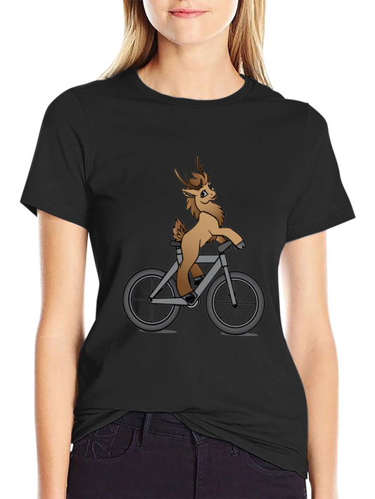 Deer on Bike Graphic Tee - Fun Novelty Shirt