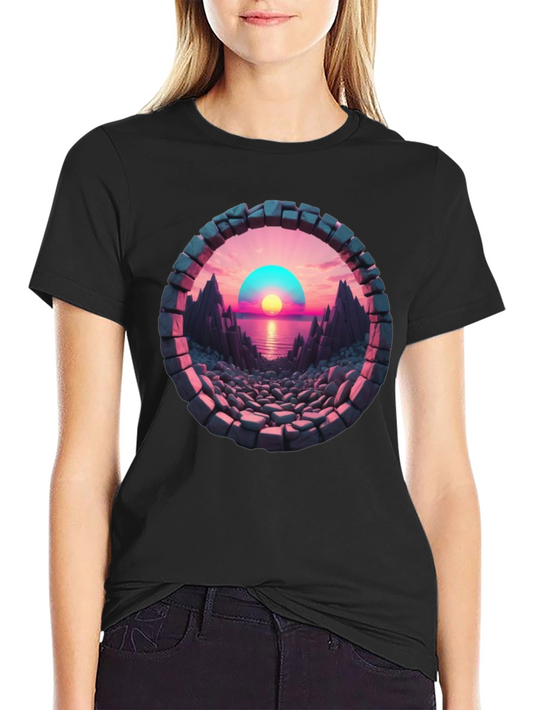 Sunset Portal Black T-Shirt - Unique Graphic Tee