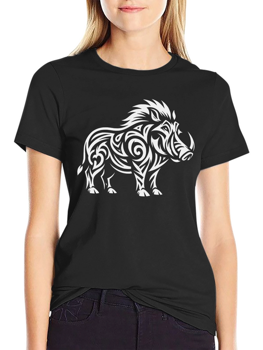 Tribal Boar Graphic Tee - Black T-Shirt