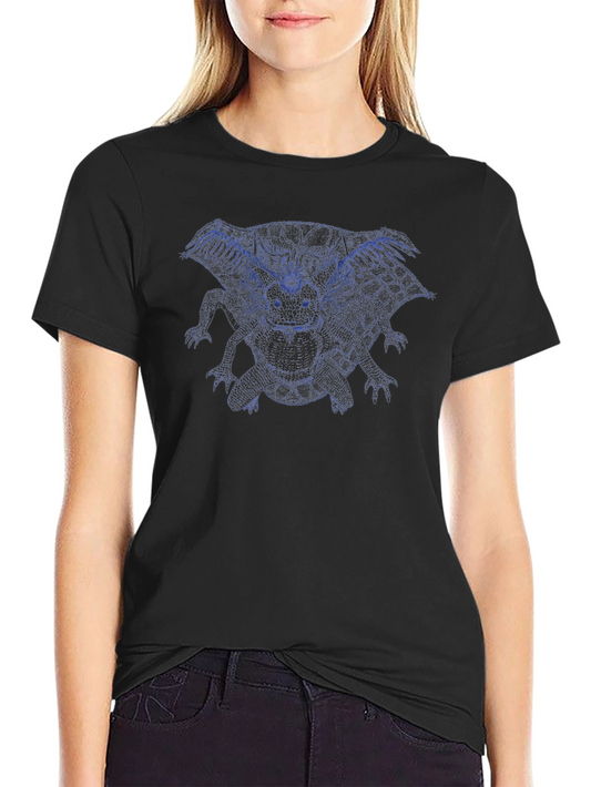 Blue Dragon Graphic Print Black T-Shirt
