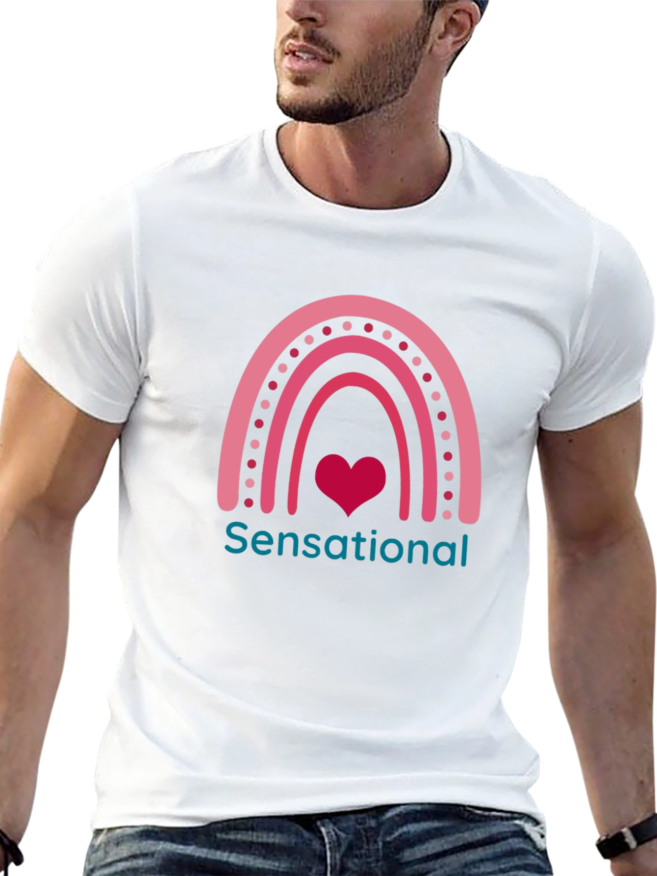 Sensational Heart Rainbow Graphic Tee - Black