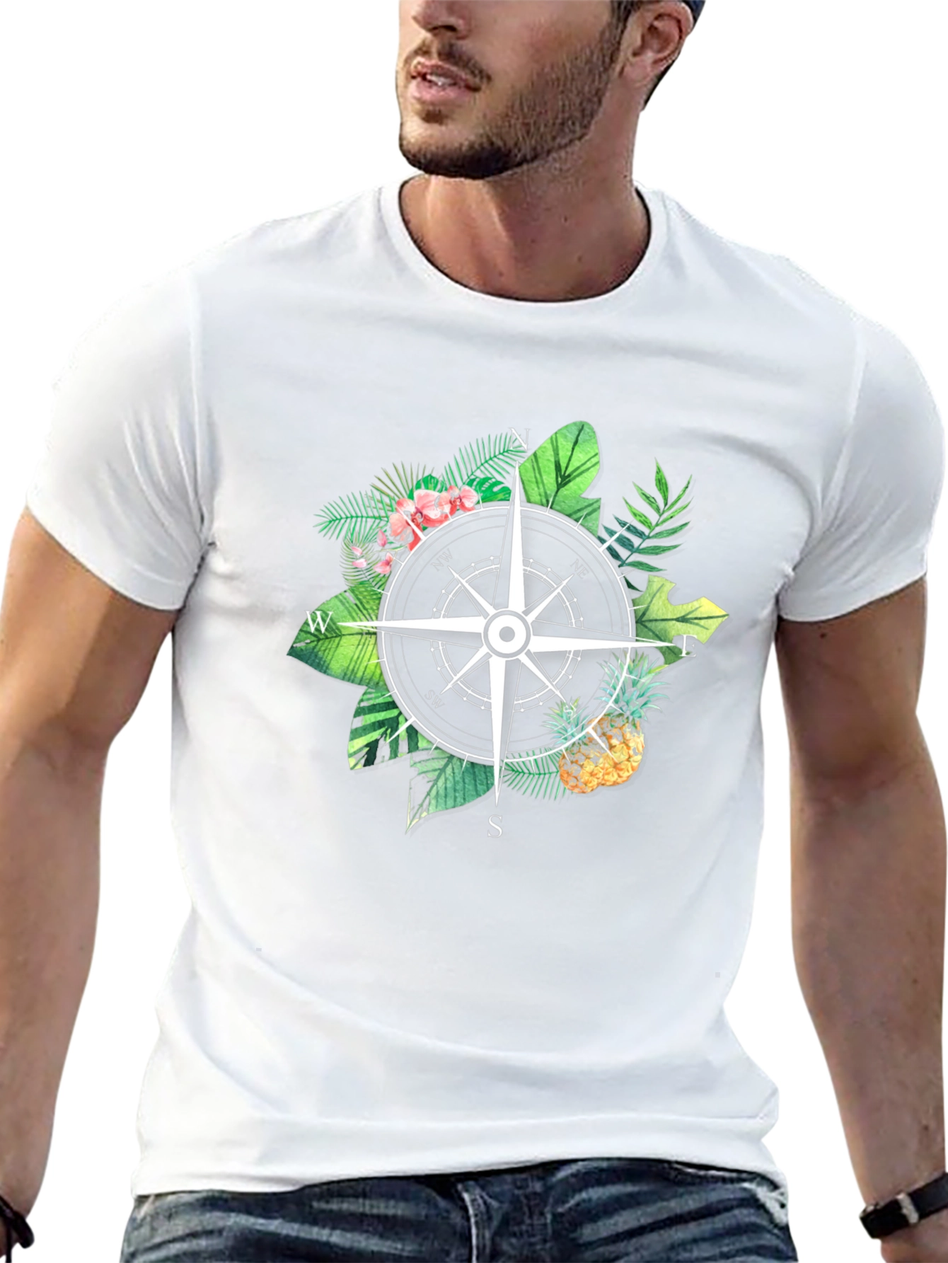 Tropical Compass Black T-Shirt