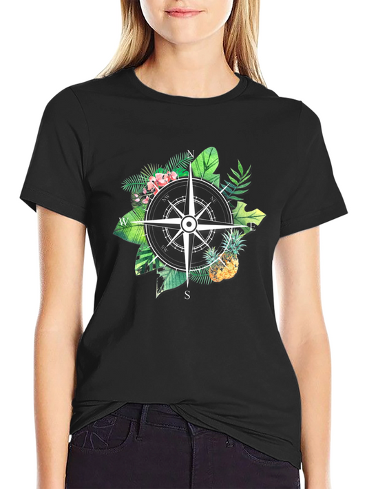Tropical Compass Black T-Shirt
