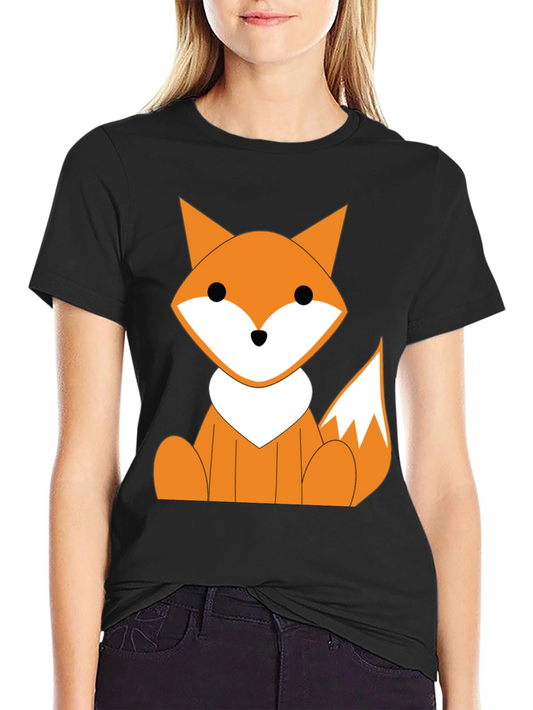 Cute Cartoon Fox Graphic T-Shirt - Black