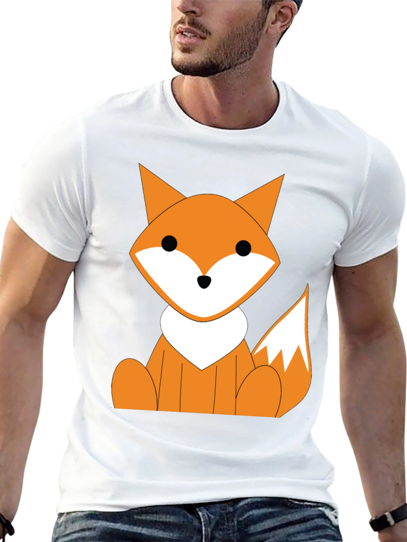 Cute Cartoon Fox Graphic T-Shirt - Black
