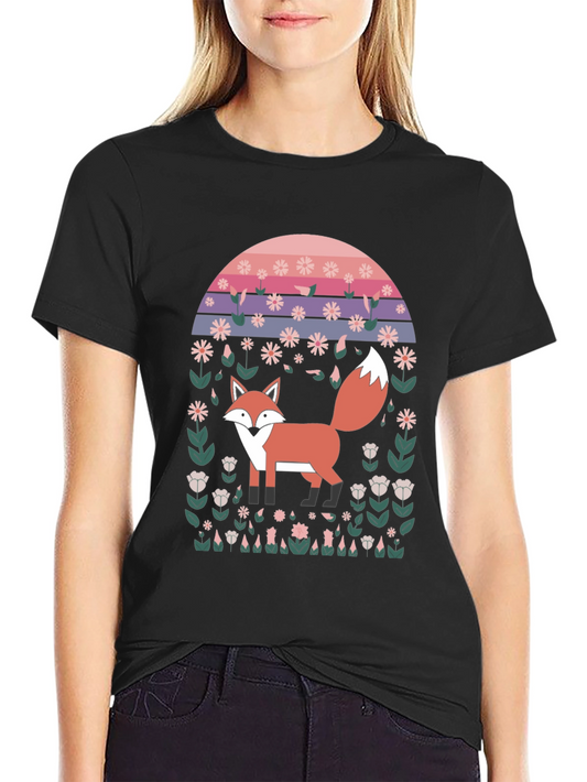 Retro Fox Floral T-Shirt