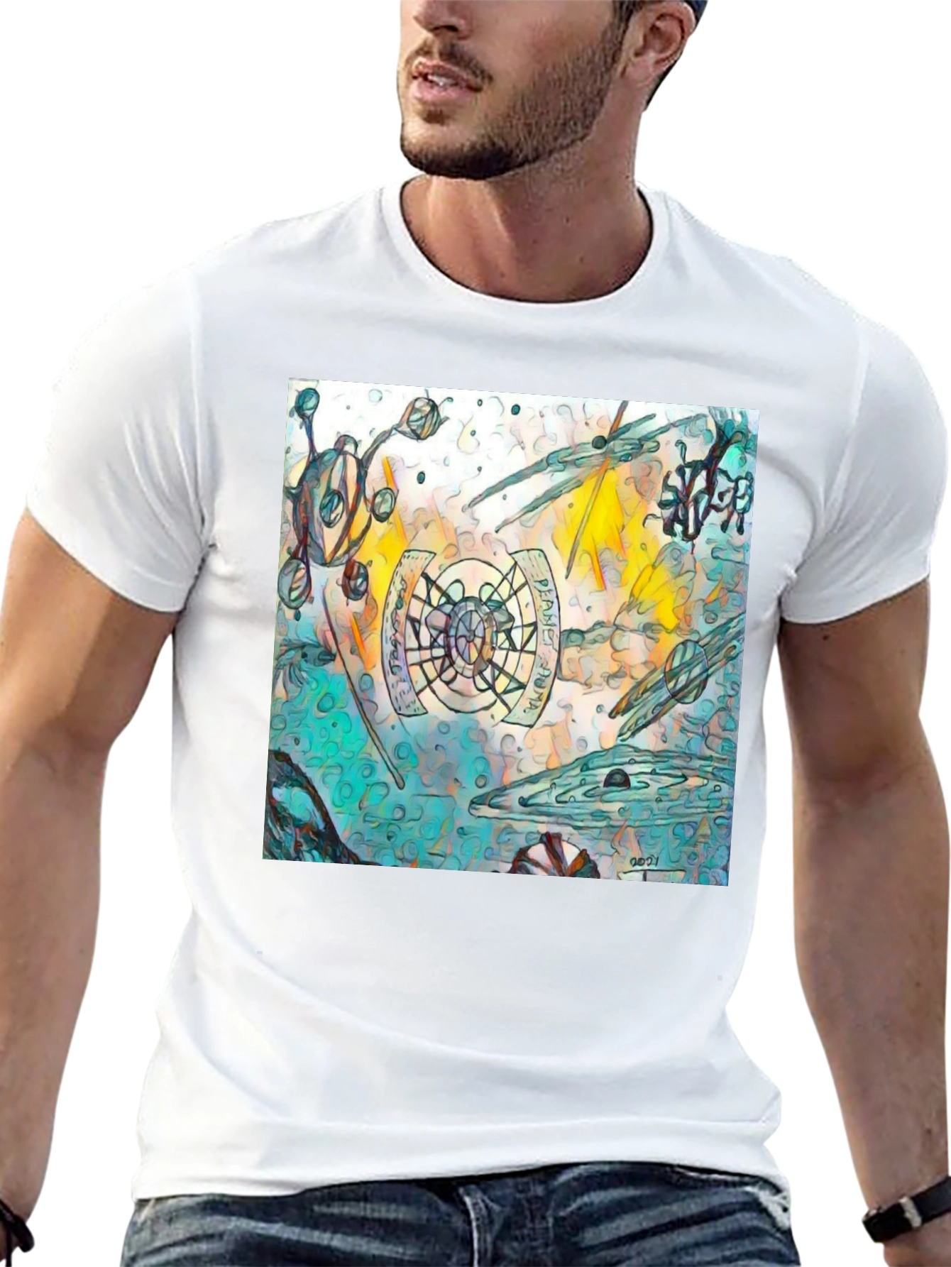 Abstract Graphic Print Black T-Shirt