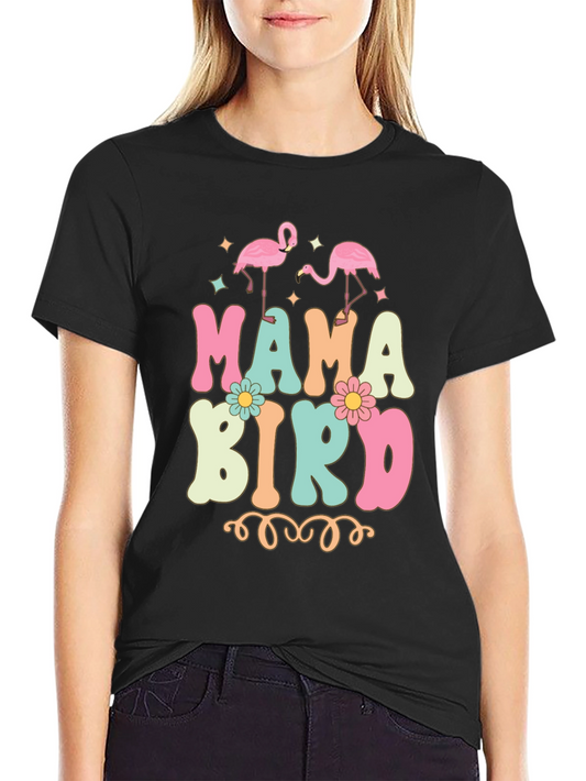 Mama Bird T-Shirt Retro Flamingo Tee
