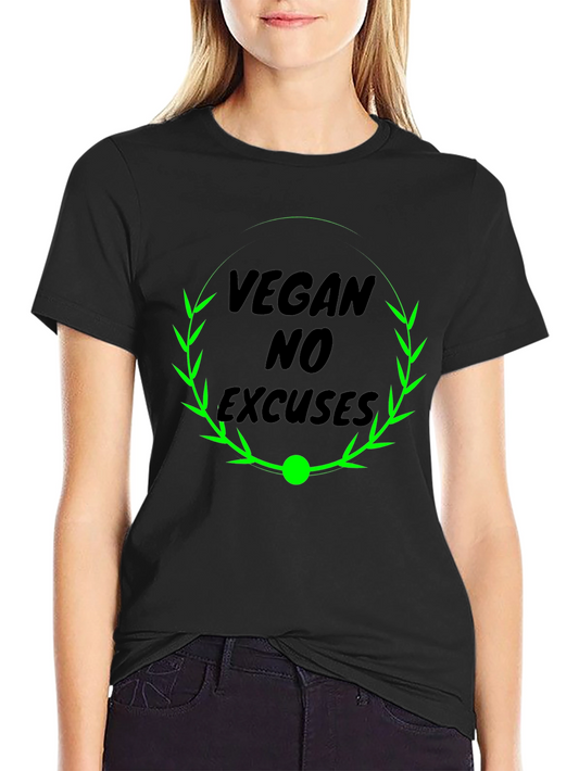 Vegan No Excuses Black Graphic T-Shirt