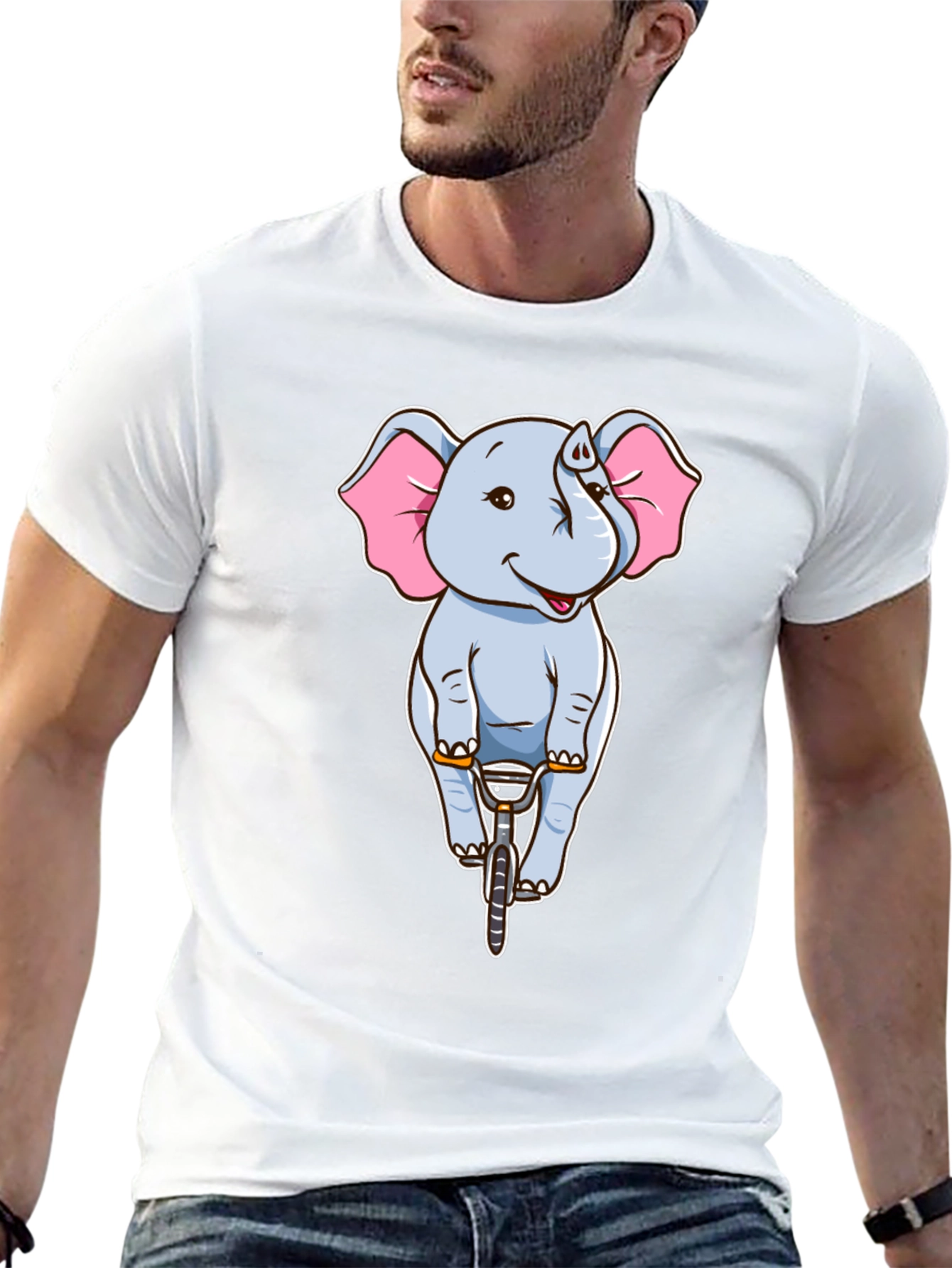 Elephant Riding Bike Graphic Tee - Black
