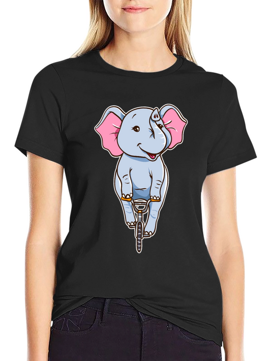 Elephant Riding Bike Graphic Tee - Black