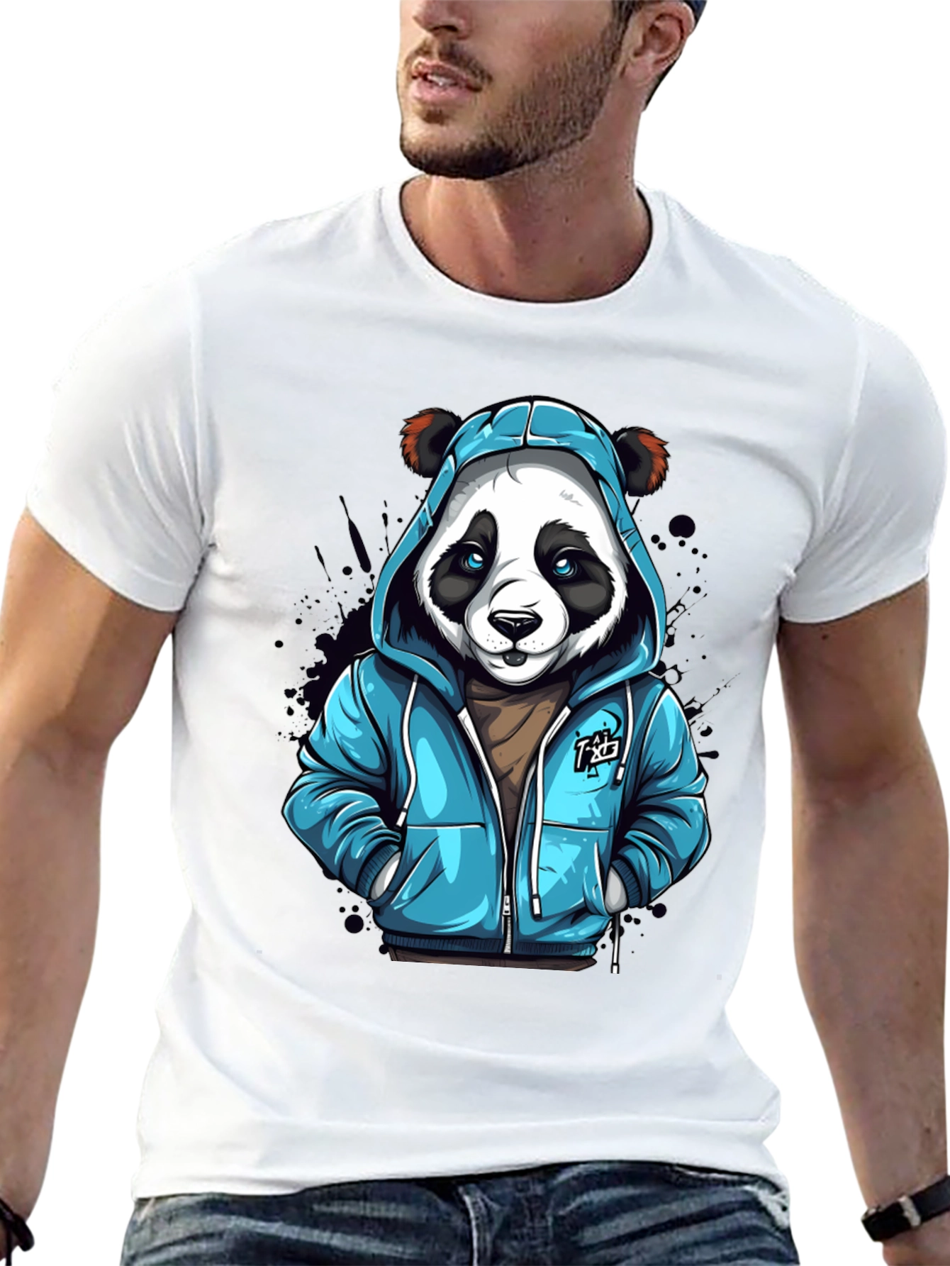Cool Panda in Hoodie T-Shirt