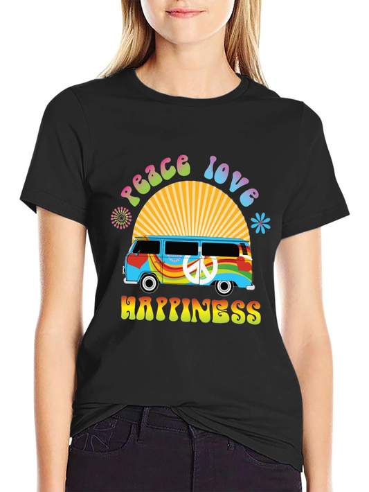 Peace Love Happiness Retro Van T-Shirt
