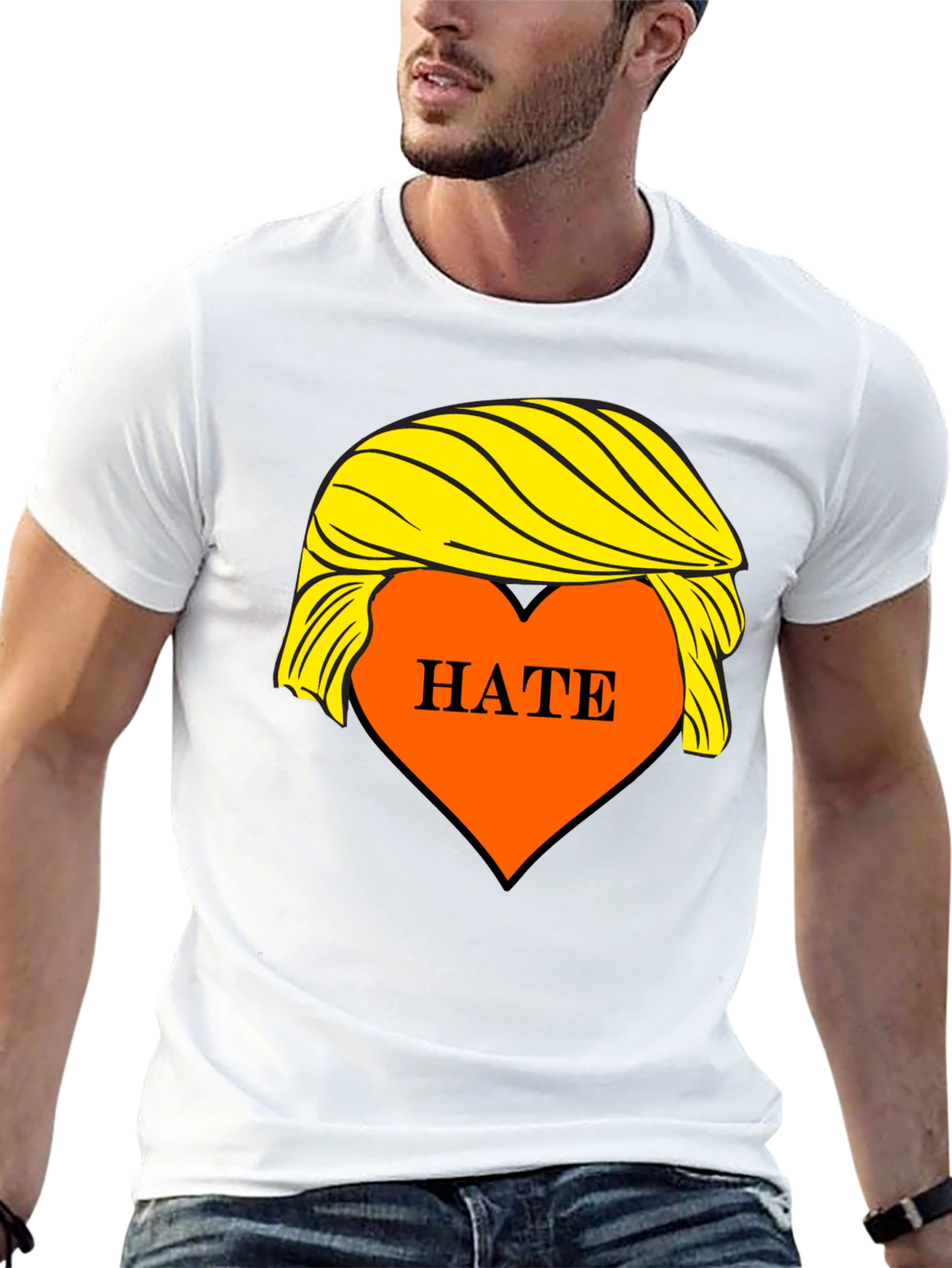 HATE Trump Hair Parody Graphic T-Shirt
