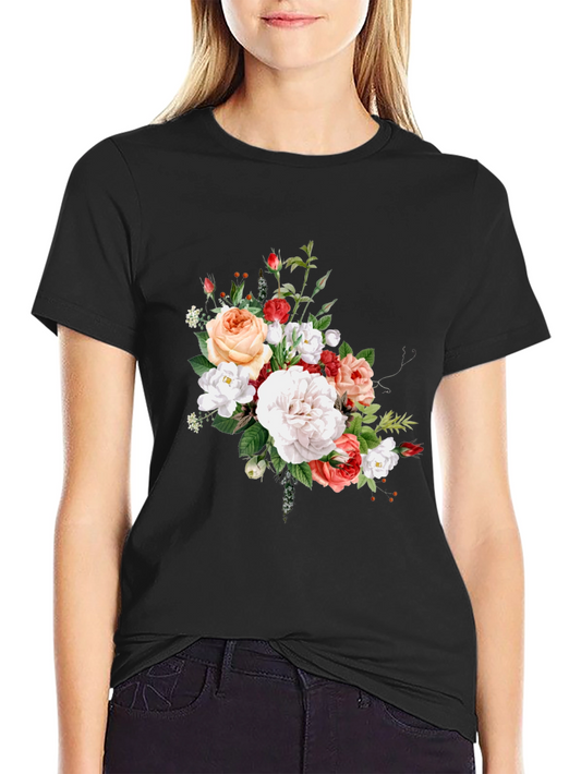 Floral Print Black T-Shirt
