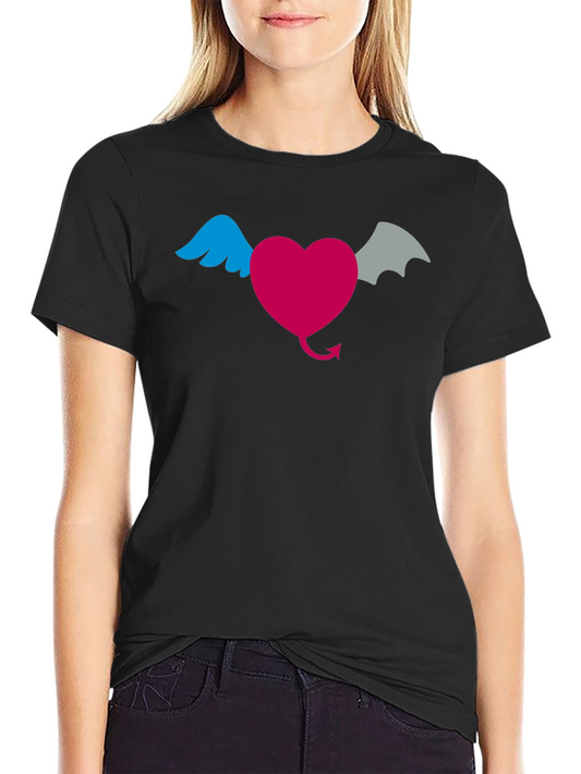 Heart With Wings & Devil Tail Graphic T-Shirt