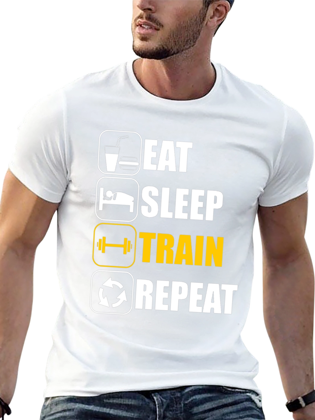 Eat Sleep Train Repeat Black T-Shirt