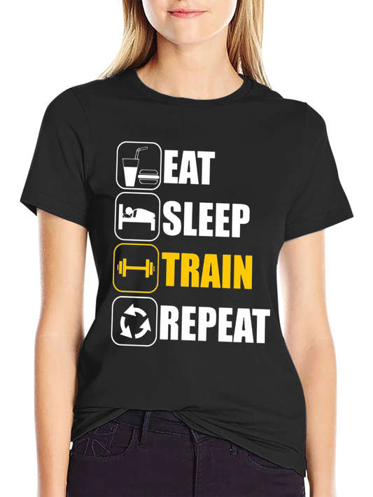 Eat Sleep Train Repeat Black T-Shirt