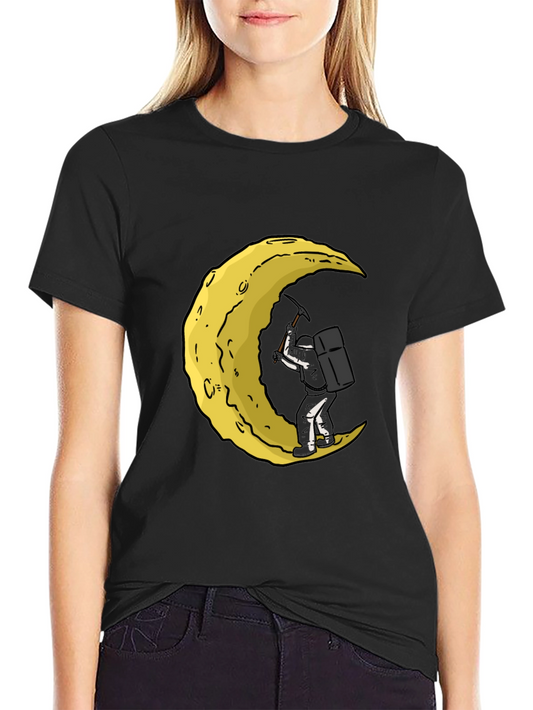 Moon Mining Graphic T-Shirt - Black Cotton Tee