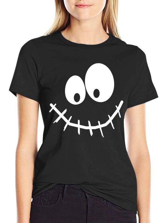 Funny Halloween Face Black T-Shirt