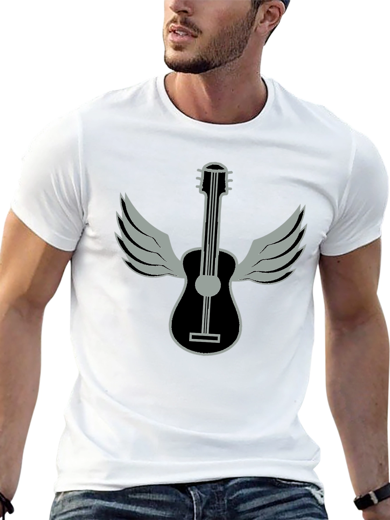 Winged Guitar Graphic T-Shirt - Music Lover Tee