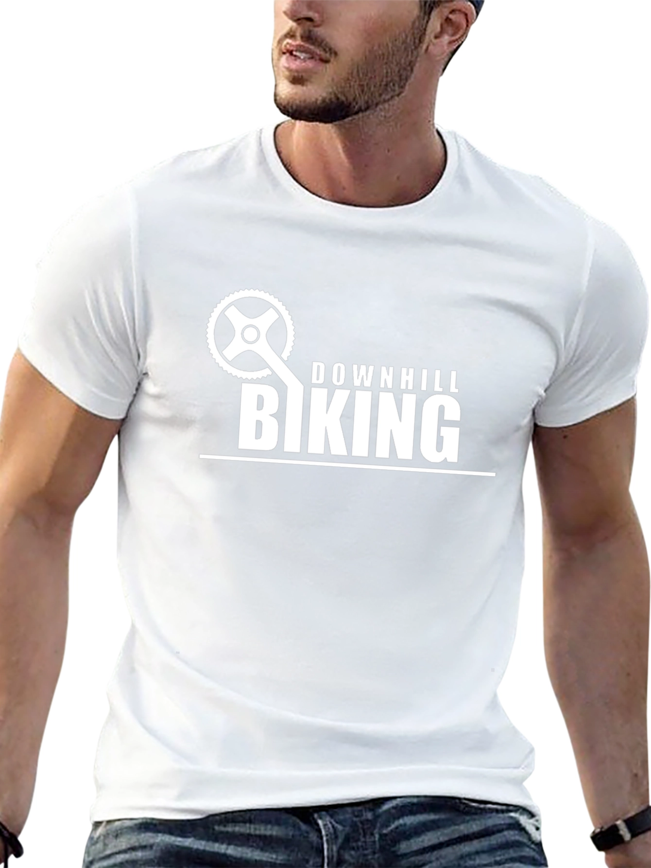 Downhill Biking Graphic Tee - Black Cotton T-Shirt