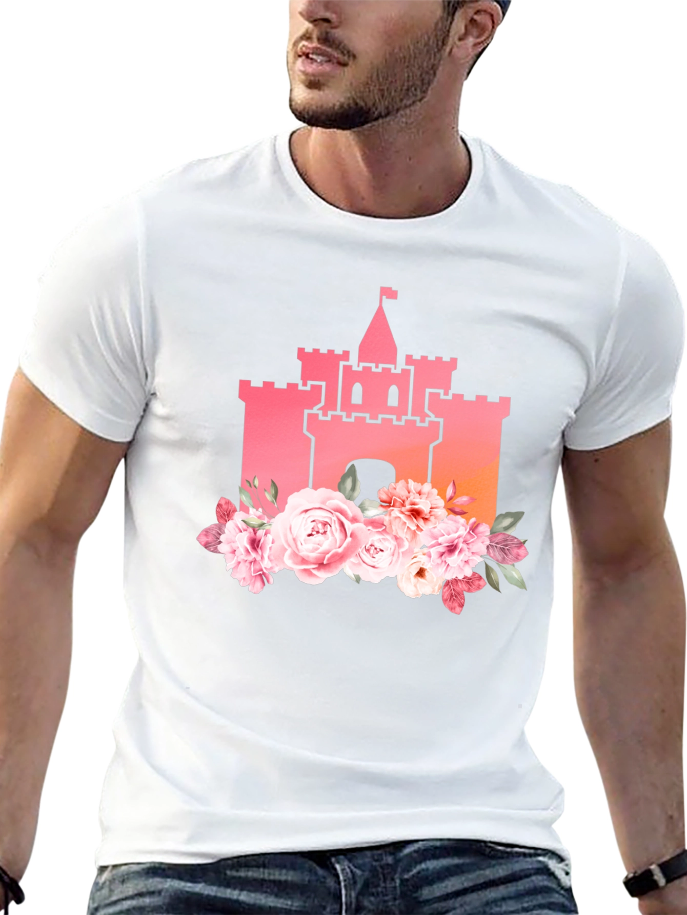 Floral Castle Graphic Tee - Black T-Shirt