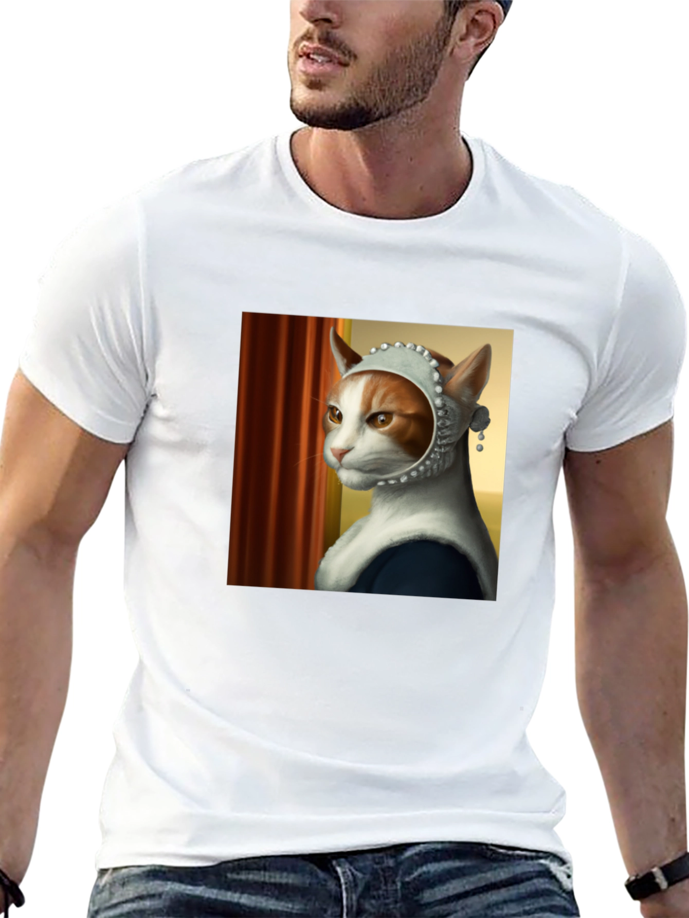 Cat with Pearl Earring T-Shirt