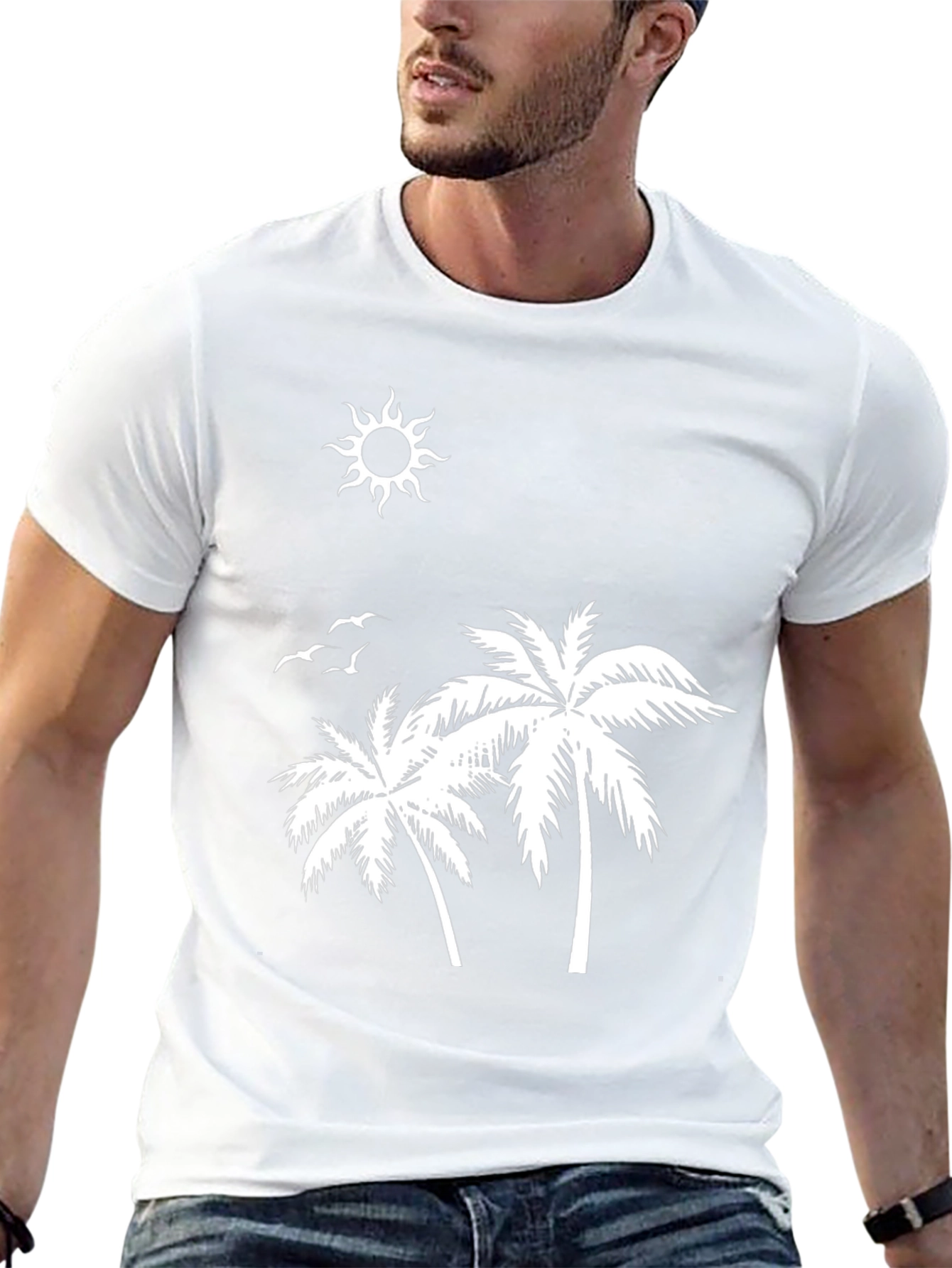 Tropical Palm Tree Graphic Black T-Shirt