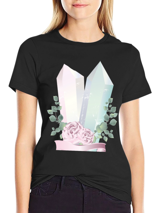 Crystal & Roses Graphic Black T-Shirt