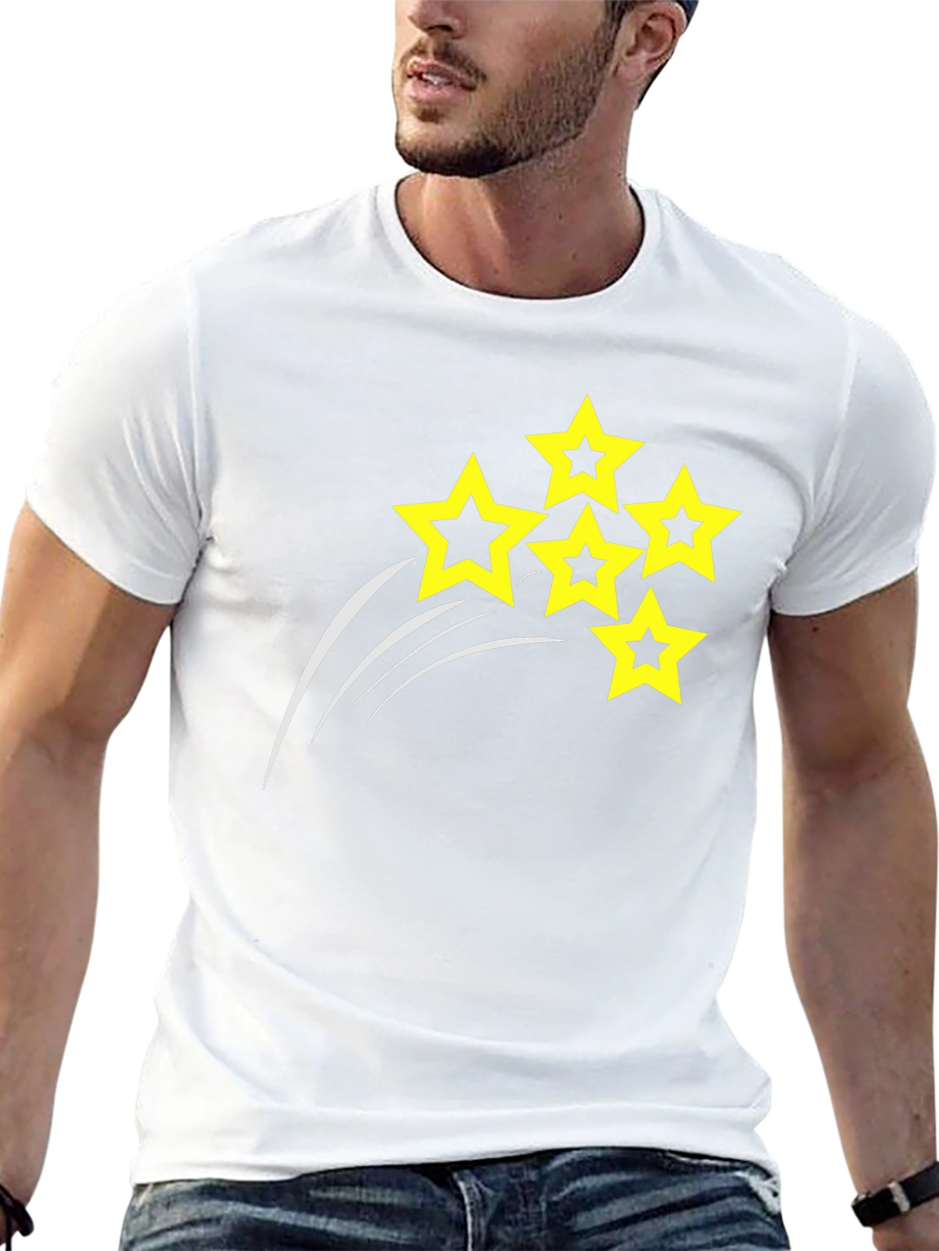 Mens Black T-shirt with Star Design