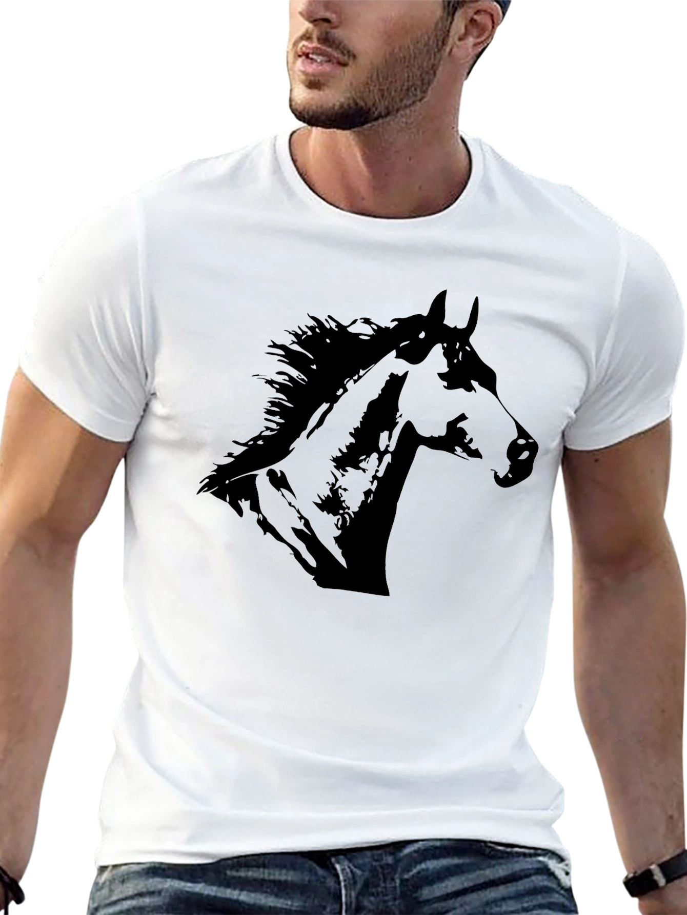 Black Horse Graphic Tee | Stylish Mens T-Shirt