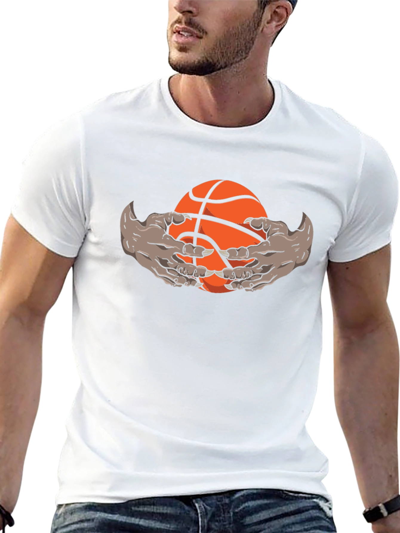 Monster Hands Holding Basketball Graphic Tee