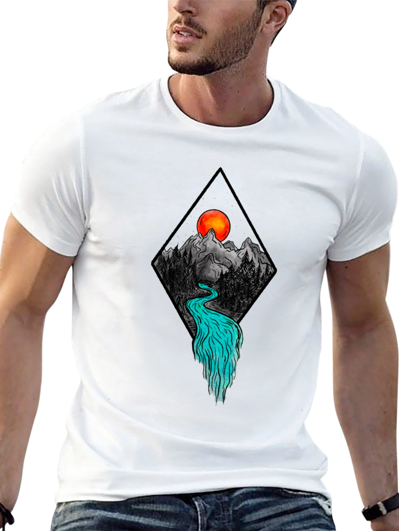 Mountain River Graphic Tee - Black