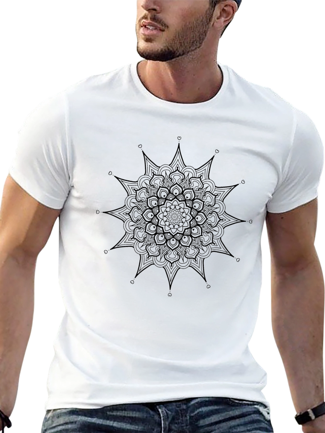 Black Mandala Graphic T-Shirt - Mens Casual Tee